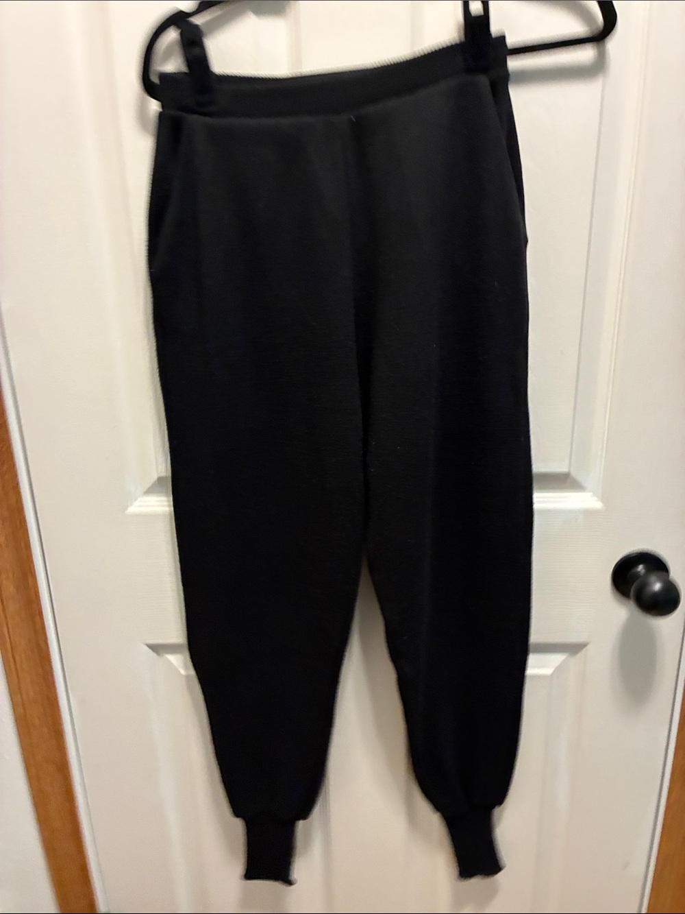 Zara Black Knit Joggers with Ribbed Cuffs